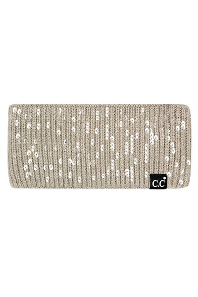 C.C All Over Clear Sequin Headwrap: Light Taupe