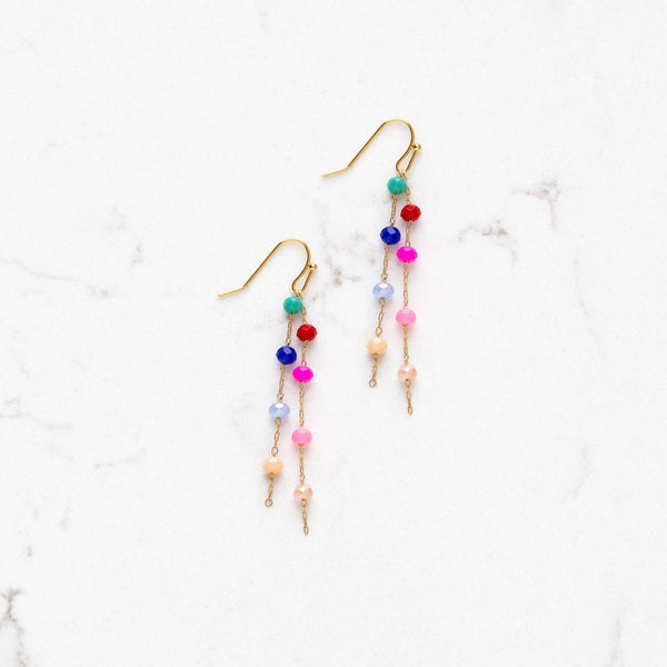 Beaded Rainbow Dangle Earrings