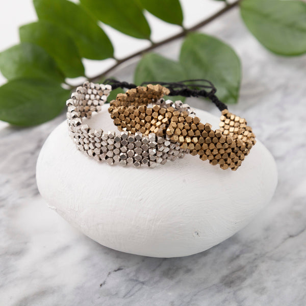 Brass bead band bracelet - GOLD