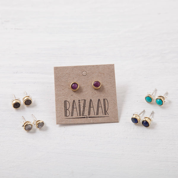 Cut Stone Brass Studs