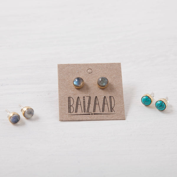 Labradorite gem post earrings