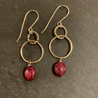 Silver boheme hoops with ruby
